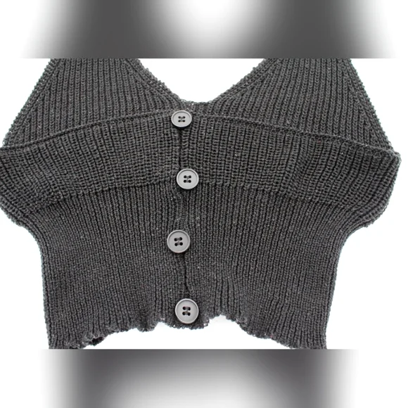 SHEIN Black Knitted Halter Crop Top (Size XS) - Picture 2 of 3